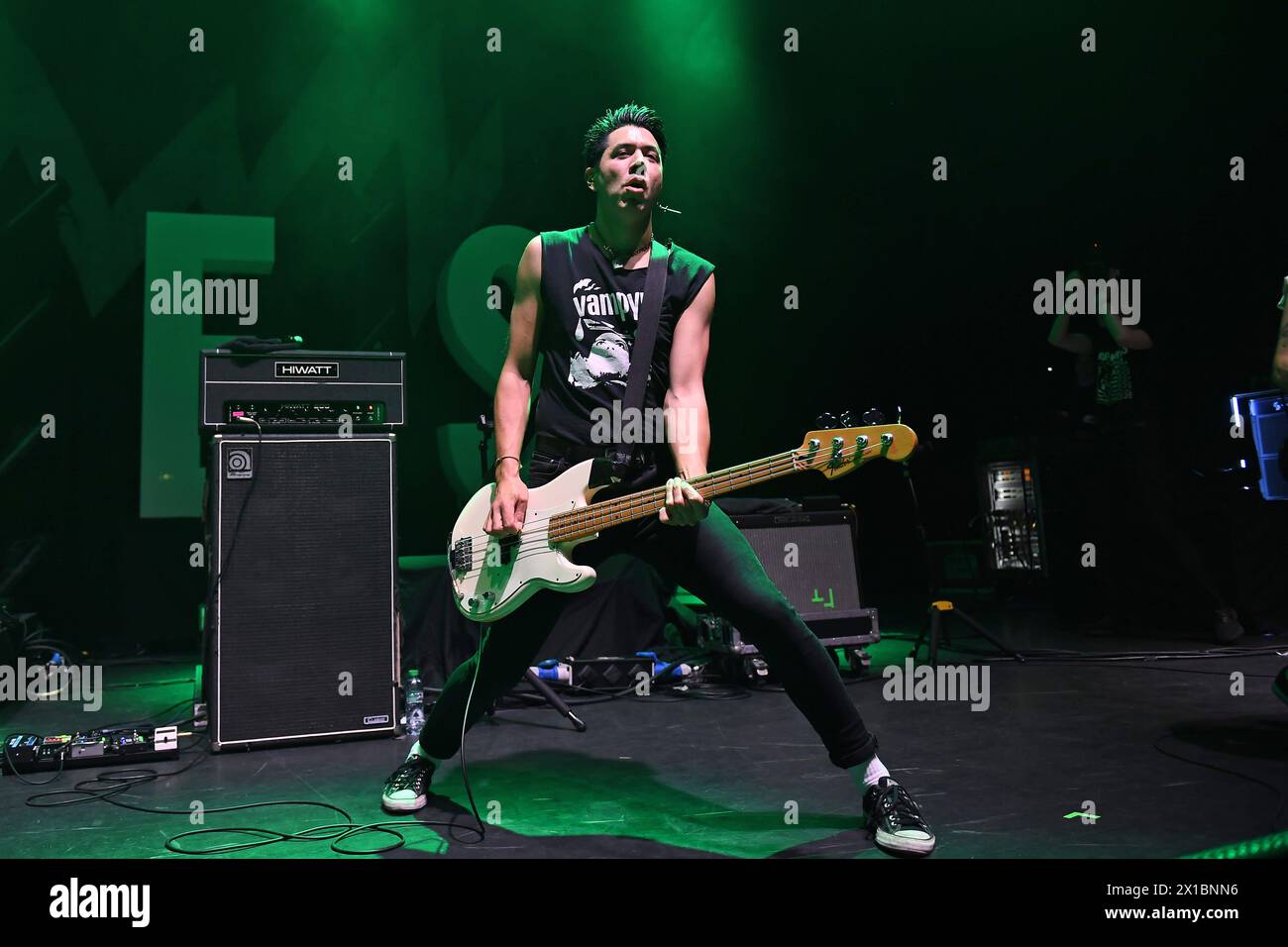 Bad Nerves performing at Eventim Apollo LONDON, ENGLAND - APRIL 13: Jon Poulton of Bad Nerves performing at Eventim Apollo on April 13, 2024 in London, England. CAP/MAR MAR/ Great Britain Copyright: xMartinxHarris/CapitalxPicturesx Stock Photo