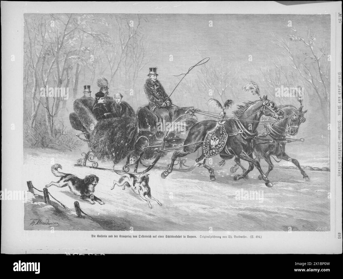 Elisabeth, Empress of Austria, together with crown prince Rudolf on a ...