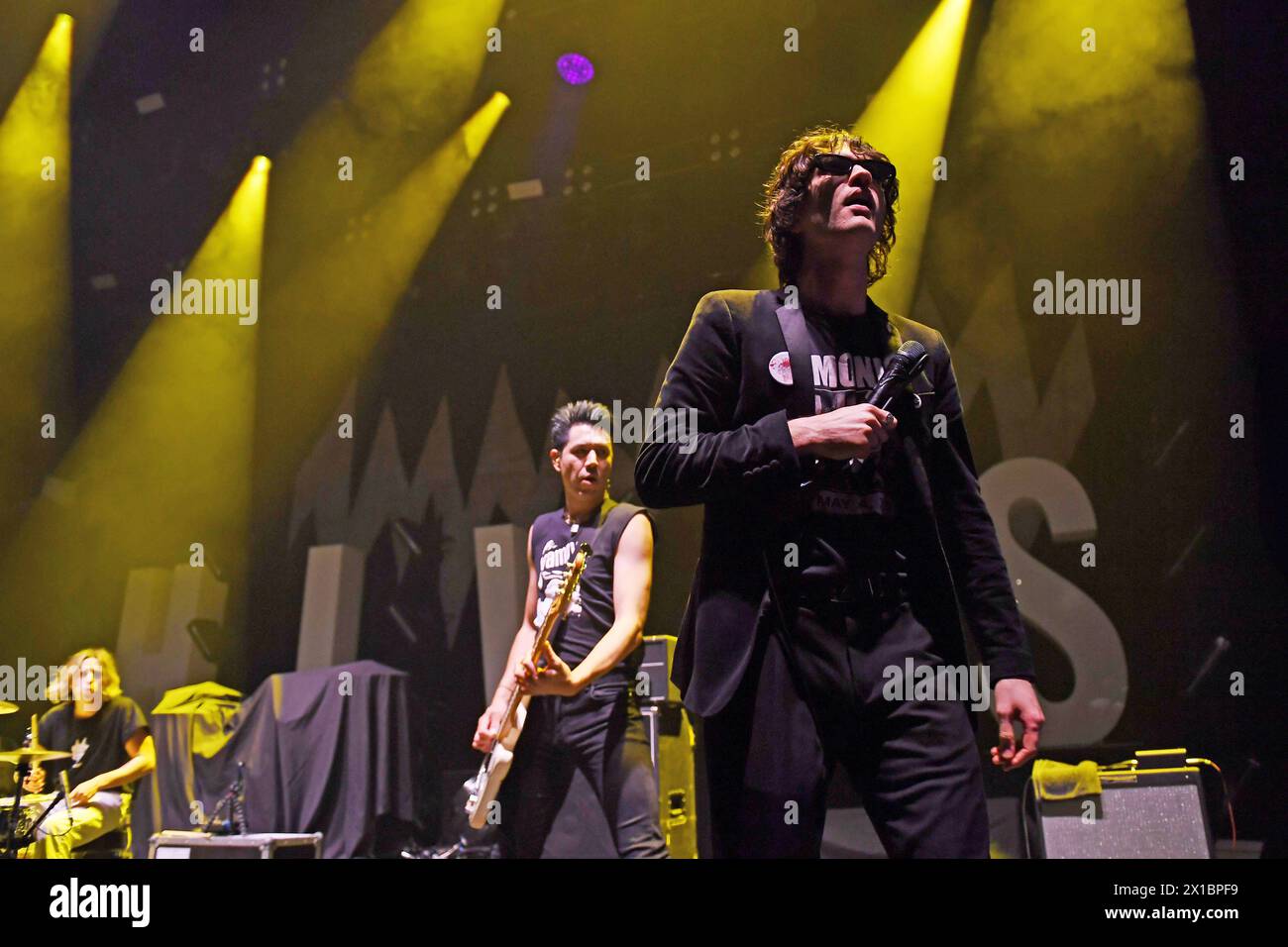 Bad Nerves performing at Eventim Apollo LONDON, ENGLAND - APRIL 13: Samuel Thompson, Jon Poulton and Bobby Bird of Bad Nerves performing at Eventim Apollo on April 13, 2024 in London, England. CAP/MAR MAR/ Great Britain Copyright: xMartinxHarris/CapitalxPicturesx Stock Photo