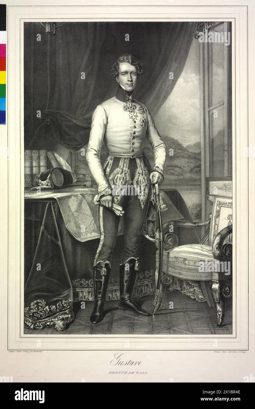 Gustav, Prince of House of Vasa, lithograph by Joseph Kriehuber based on a painting by Joseph Karl Stieler, - 19300101 PD24260 - Rechteinfo: Rights Managed (RM) Stock Photo