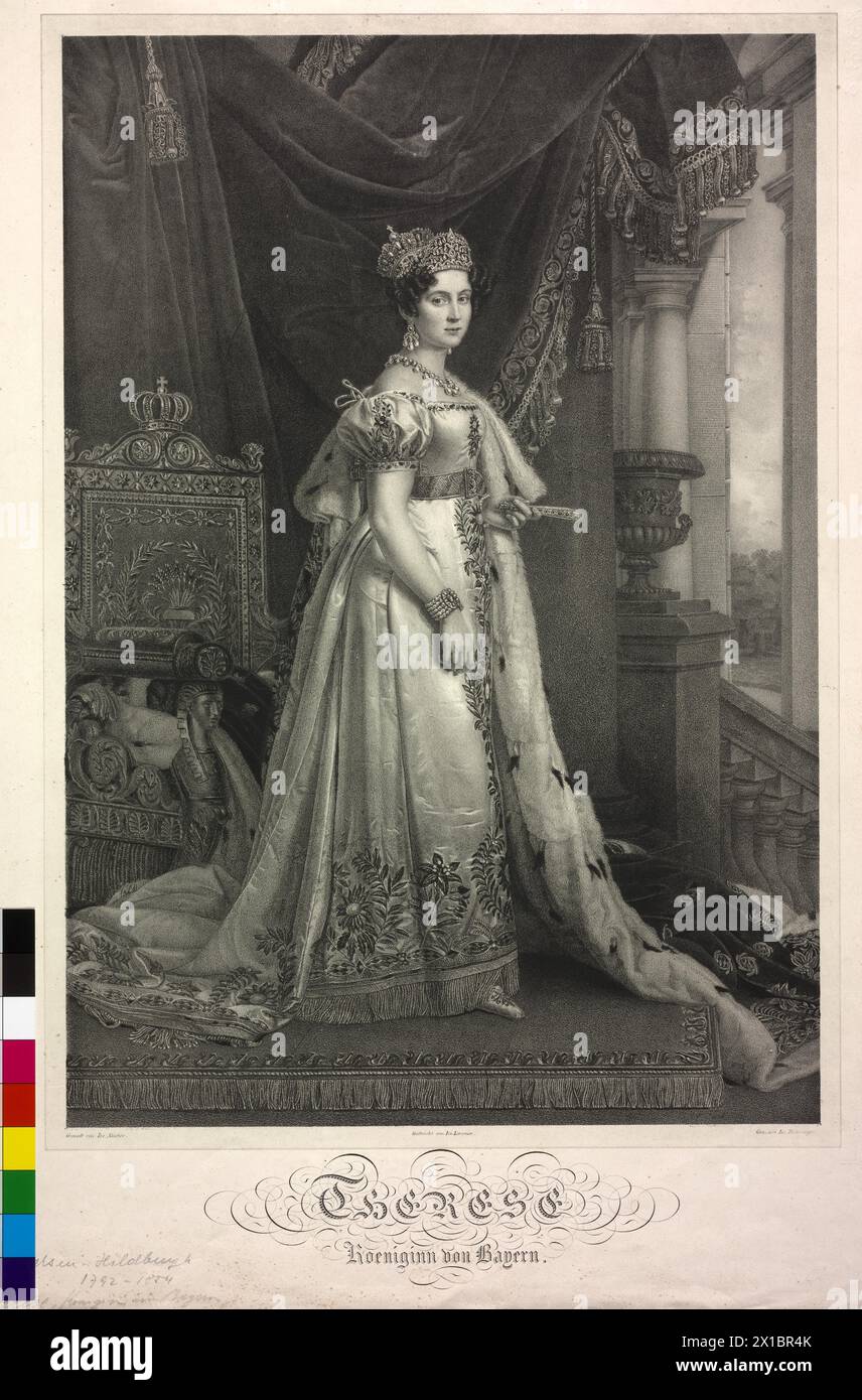 Therese Queen of Bavaria, lithograph by Jos. Behringer based on a painting by Joseph Karl Stieler, - 19300101 PD24421 - Rechteinfo: Rights Managed (RM) Stock Photo