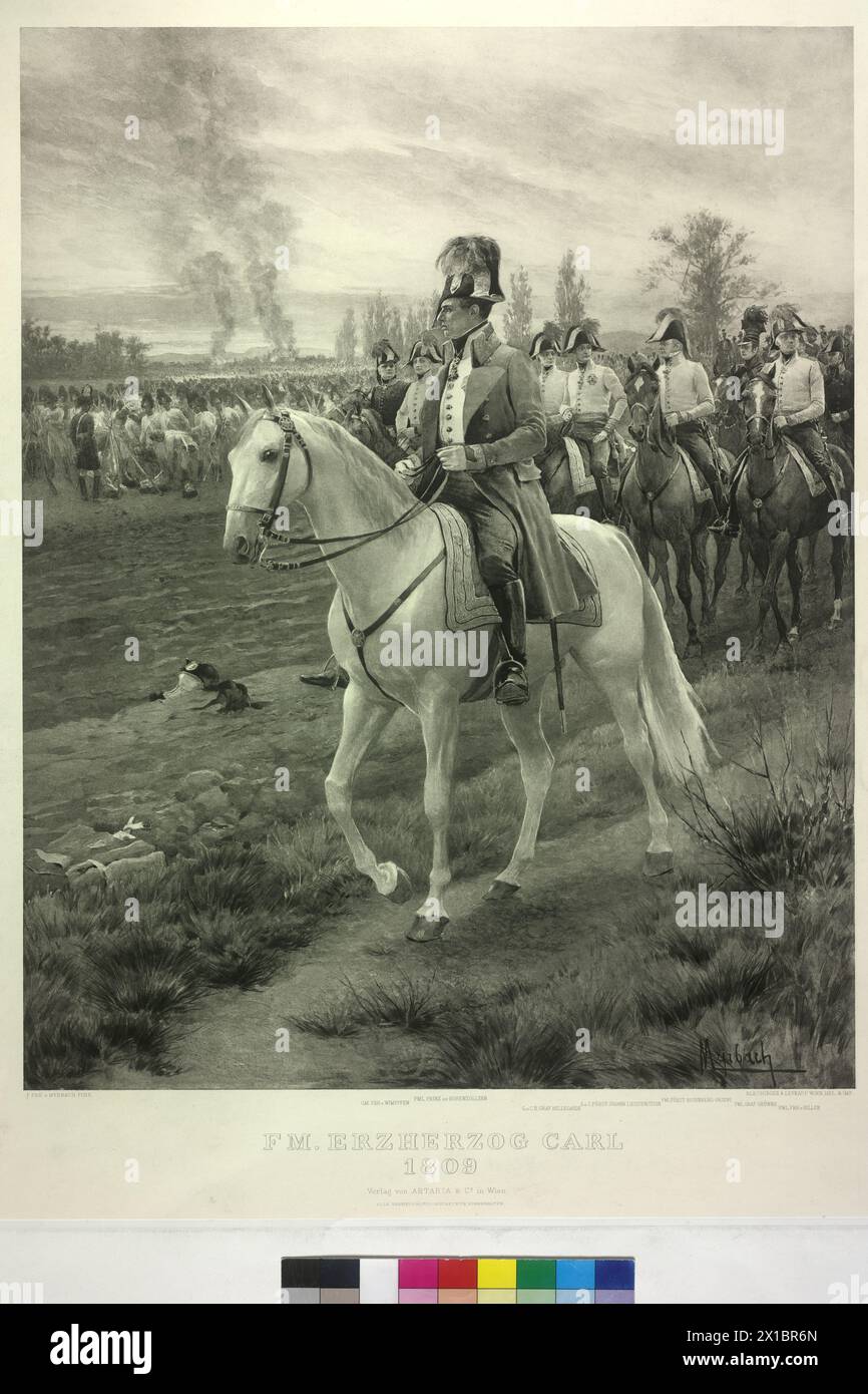 Karl, Archduke of Austria, picture on horse. photoengraving based on painting by Felician von Myrbach-Rheinfeld, - 19300101 PD36559 - Rechteinfo: Rights Managed (RM) Stock Photo