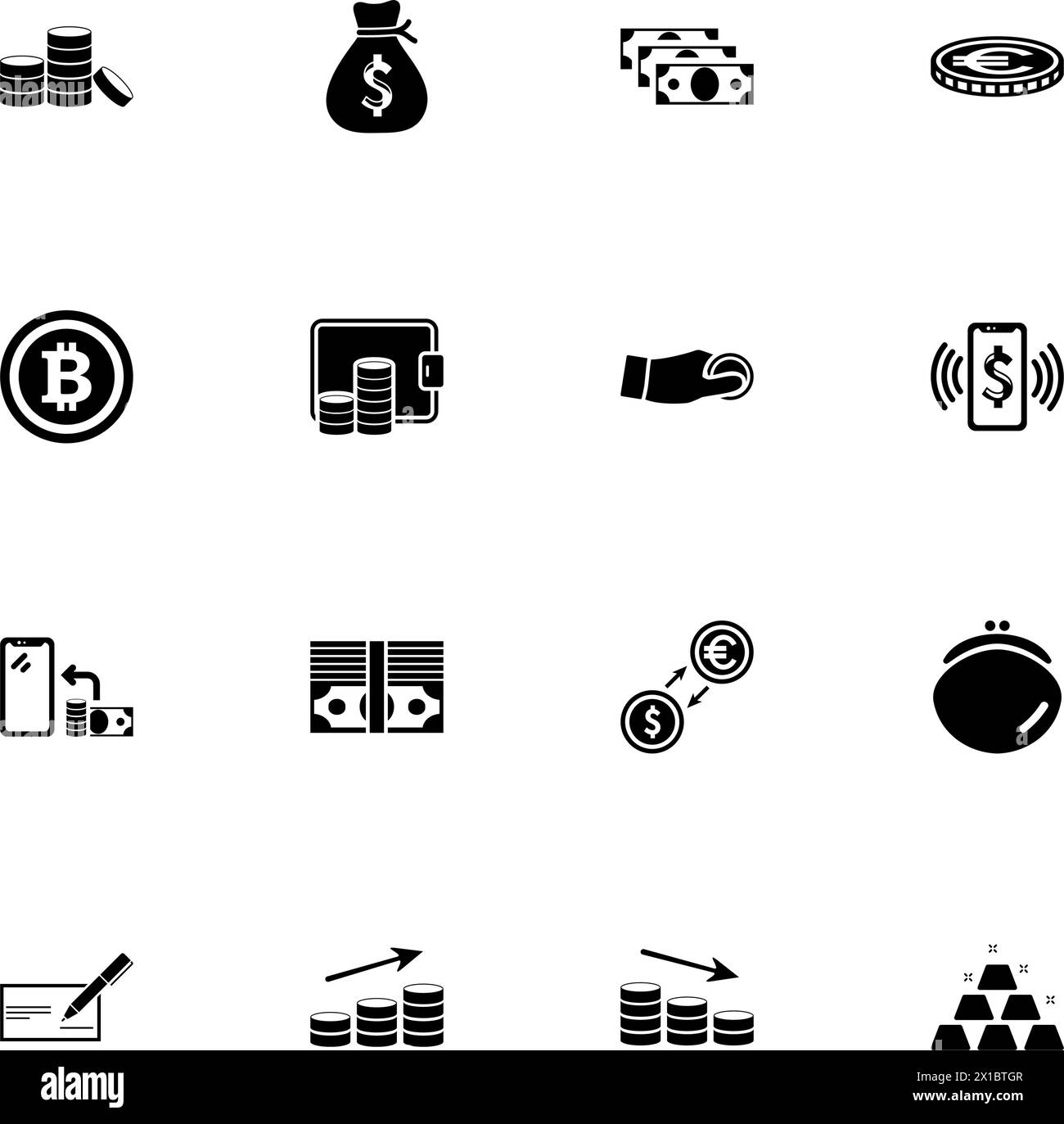 Cash icon - Expand to any size - Change to any colour. Perfect Flat Vector Contains such Icons as bitcoin, currency exchange, purse, wallet, sign a ch Stock Vector