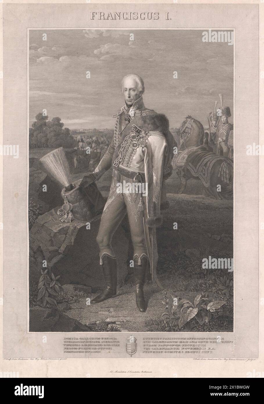 Francis II, Holy Roman Emperor, picture in Hungarian uniform, steel engraving by Karl Rahl based on painting by Johann Peter Krafft, - 19830422 PD115667 - Rechteinfo: Rights Managed (RM) Stock Photo