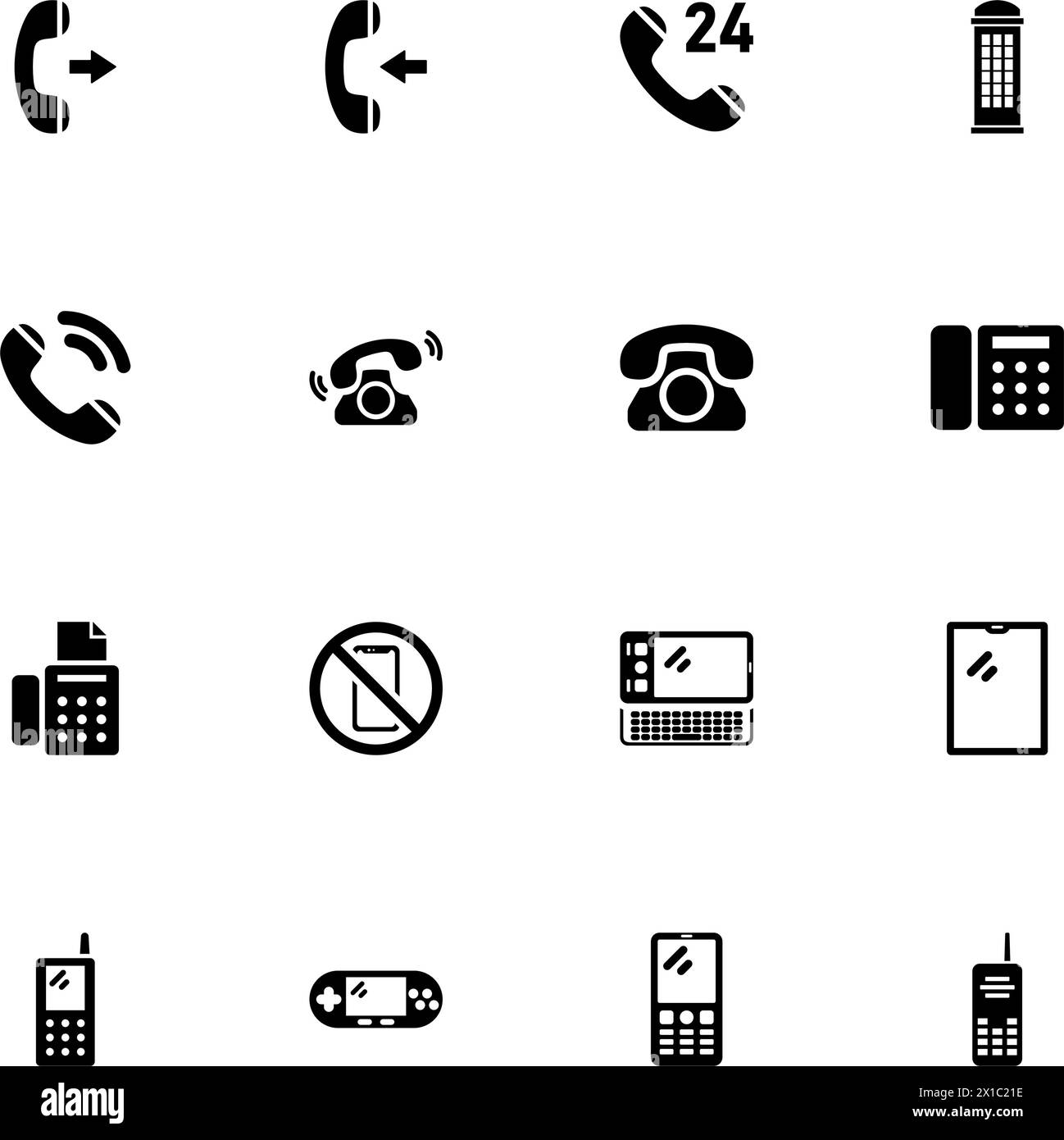 Phones icon - Expand to any size - Change to any colour. Perfect Flat Vector Contains such Icons as fax, voip, telephone, call, voice, antenna, teleco Stock Vector