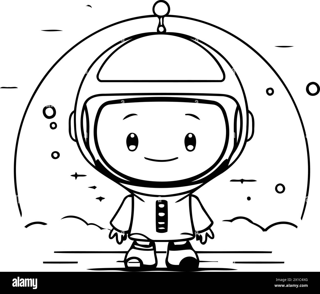 Cute cartoon astronaut character in space suit. Vector illustration. Flat design. Stock Vector