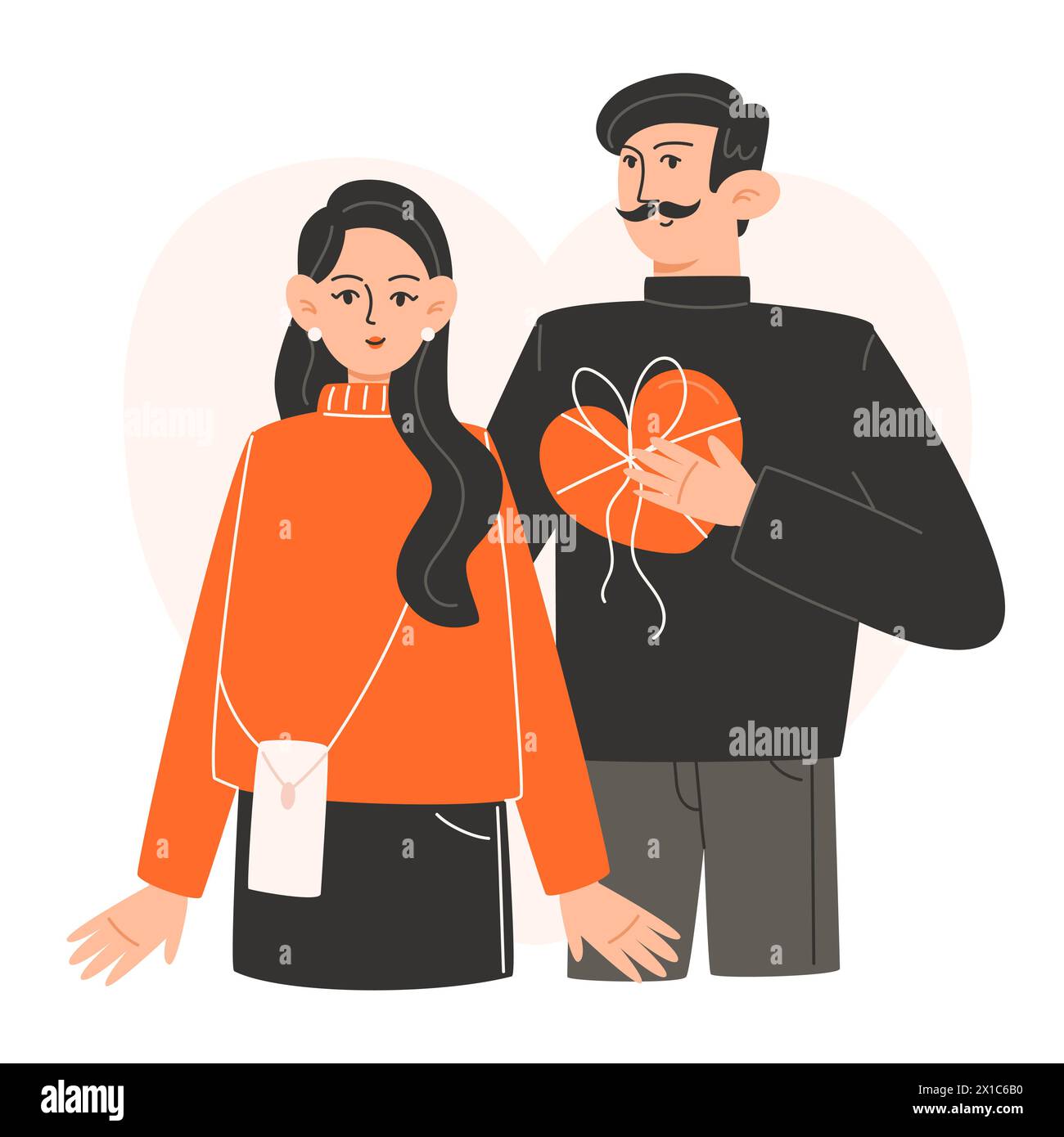 A young couple in love are hugging on Valentine's Day Stock Vector