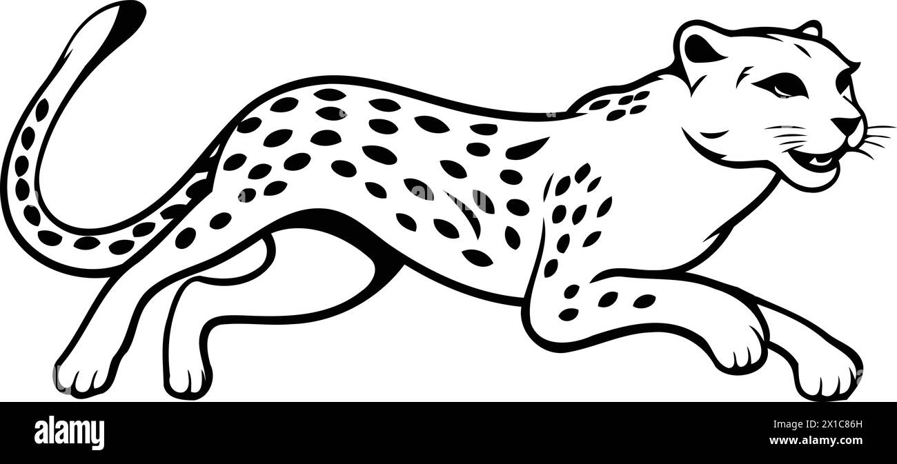Cheetah running on the sand. Wild cat. Vector illustration Stock Vector