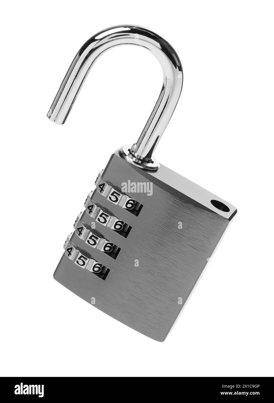 Unlocked steel combination padlock isolated on white Stock Photo Alamy