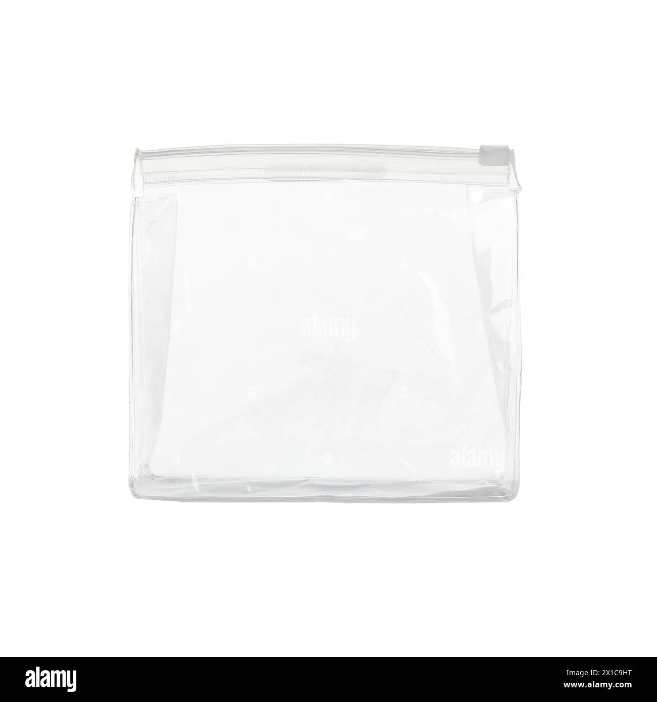 Empty plastic bag for cosmetic isolated on white Stock Photo