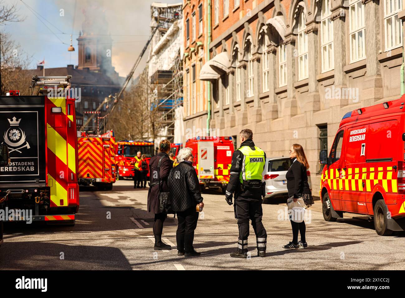 16.04.2024 - Copenhagen, Denmark - Famous trade building on fire ...