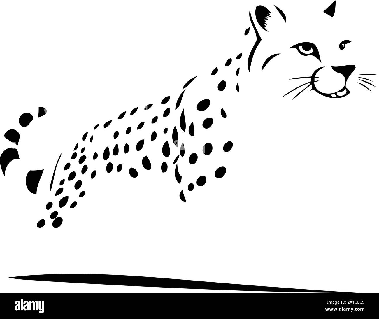 Cartoon cheetah running on white background. Vector illustration. Stock Vector