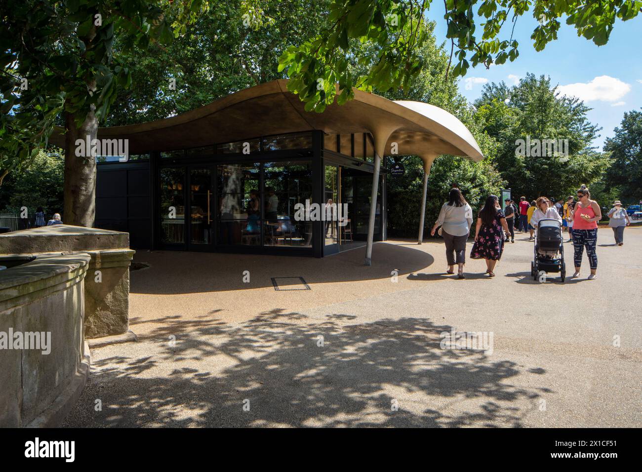 Coffee Kiosk with customers. The Serpentine Coffee House, London