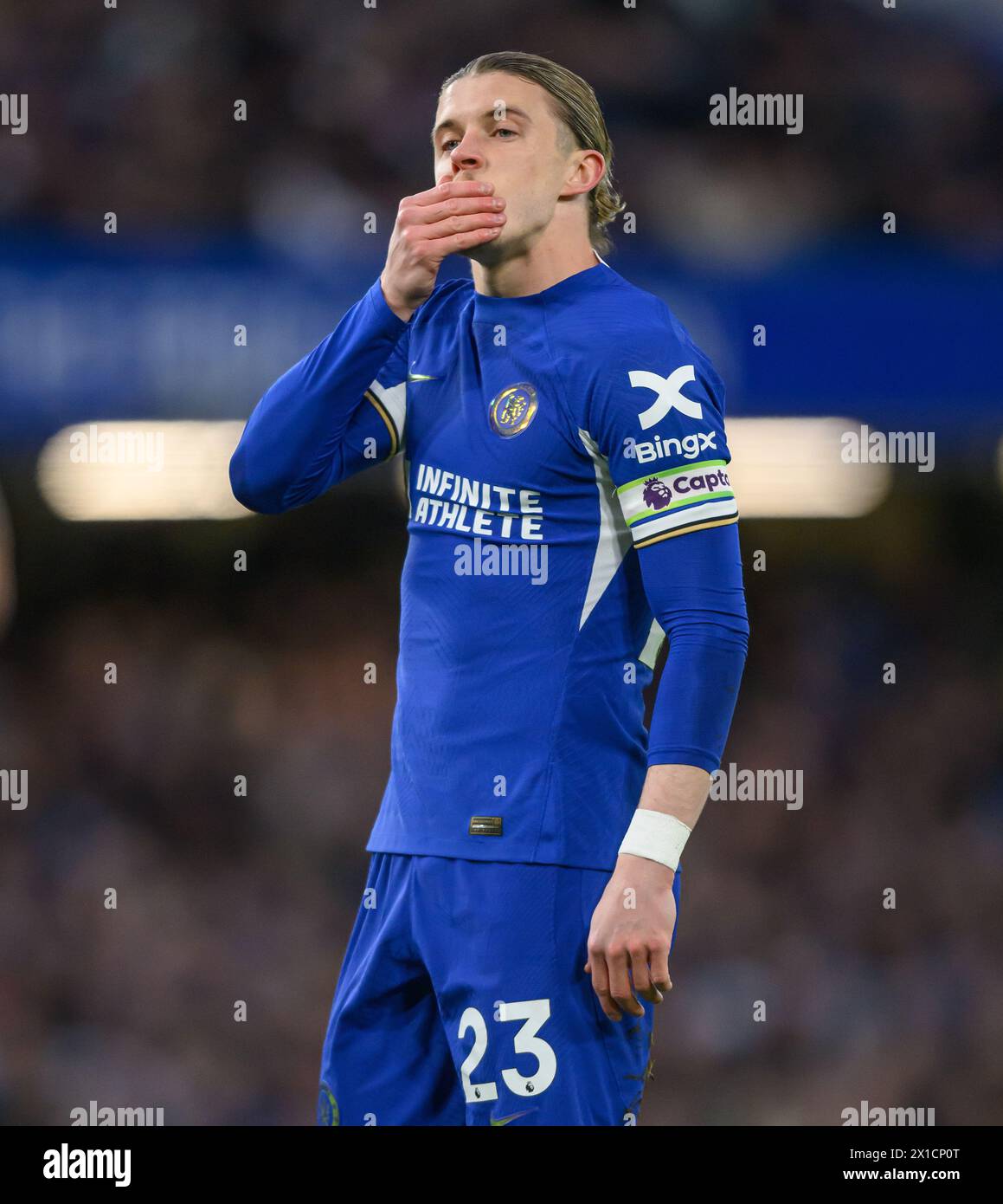 London, UK. 15th Apr, 2024  - Chelsea v Everton - Premier League - Stamford Bridge.                                                                            Chelsea's Conor Gallagher in action.                                                 Picture Credit: Mark Pain / Alamy Live News Stock Photo