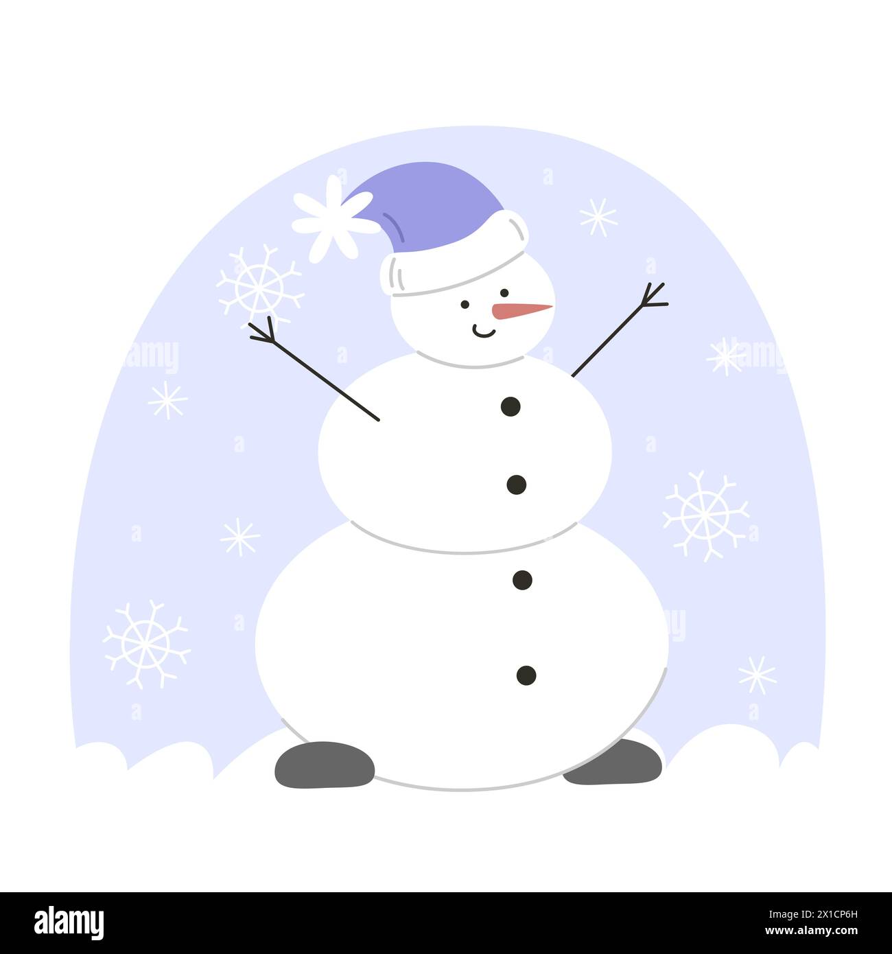 Snowman in a hat in a flat style Stock Vector Image & Art - Alamy