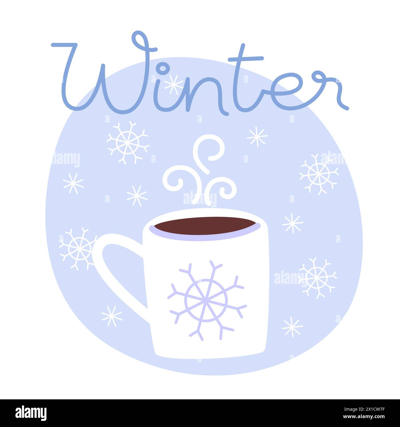 Mug of hot chocolate in cold weather in winter Stock Vector
