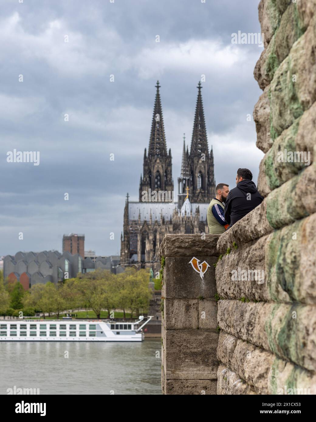 Cologne Cathedral twin towers rising high above city skyline Stock ...