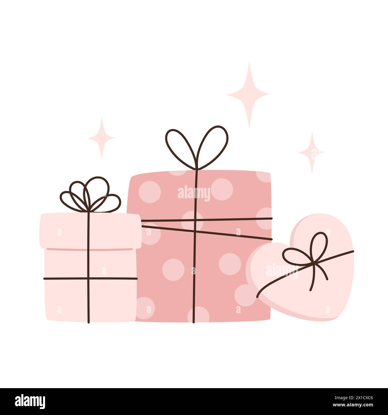 Set of pink gift boxes with bows in flat style Stock Vector Image & Art ...