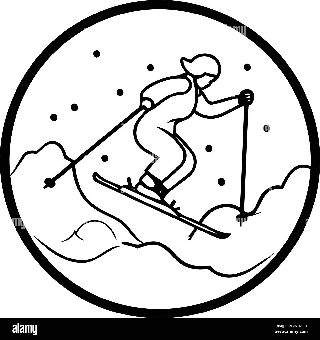 Skiing. Skiing. Vector illustration. Flat design. Stock Vector