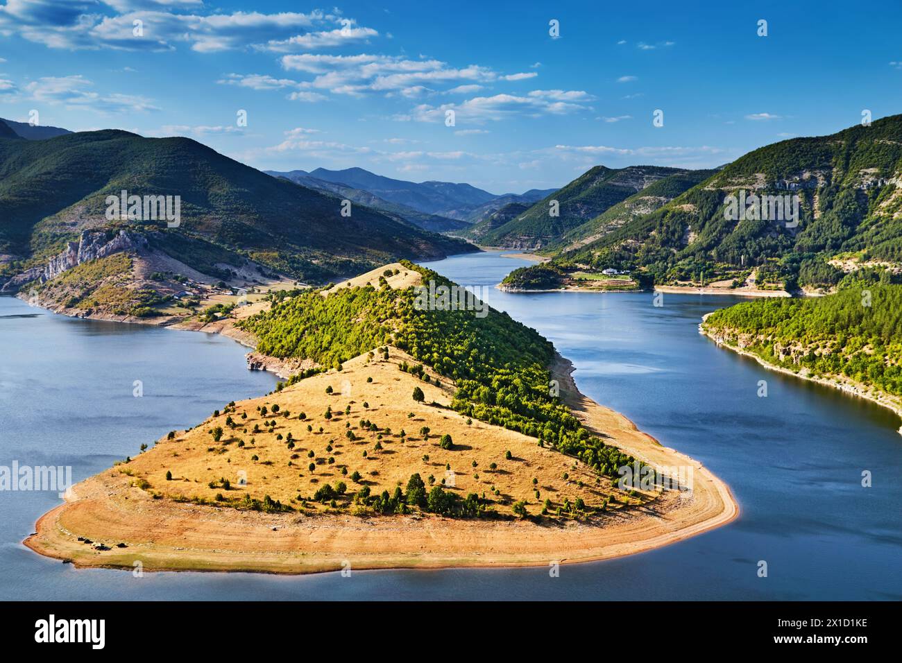 Meanders of Arda River in Rodopi Mountains, Bulgaria Stock Photo