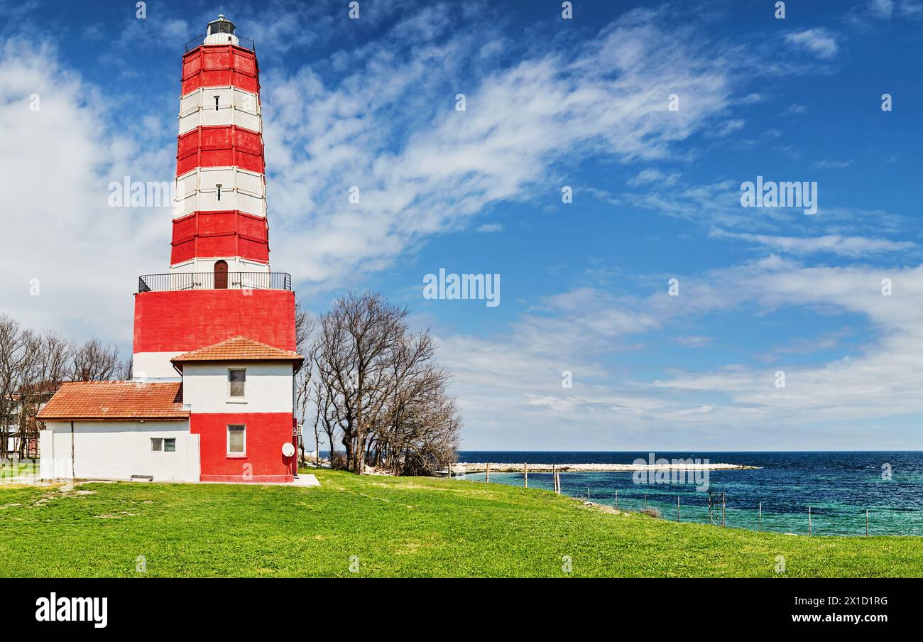 Shabla Lighthouse on the west coast of Black Sea, the oldest lighthouse and easternmost point of Bulgaria Stock Photo