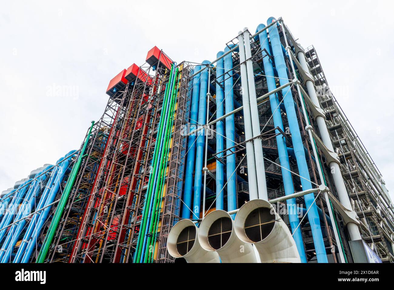 Centre Pompidou (or Beaubourg), colorful inside-out modern architecture by Renzo Piano and Richard Rogers in Paris Frence Stock Photo