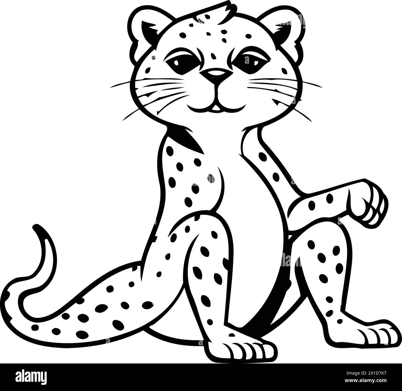 Cheetah sitting on a white background. Cartoon vector illustration ...