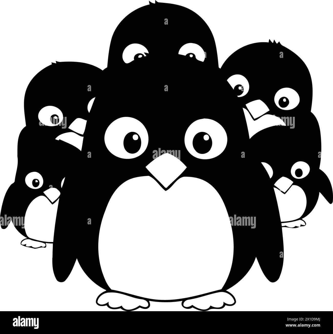 Cute penguin family on a white background. Vector illustration. Stock Vector