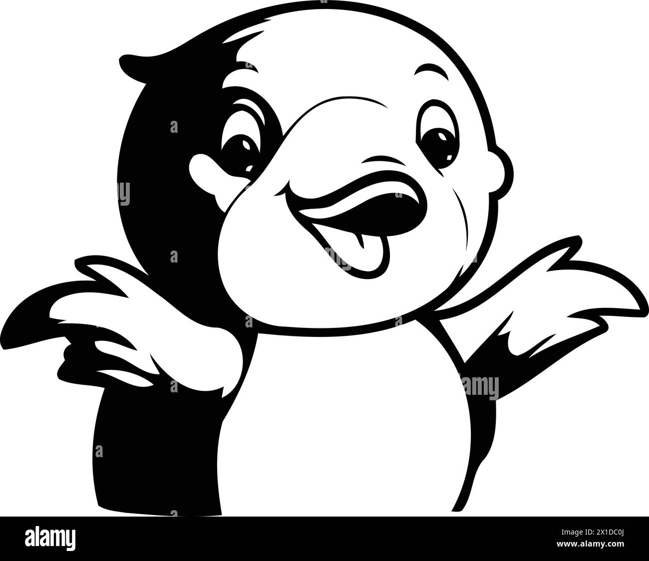 Cute penguin swimming in the water. Cartoon vector illustration Stock