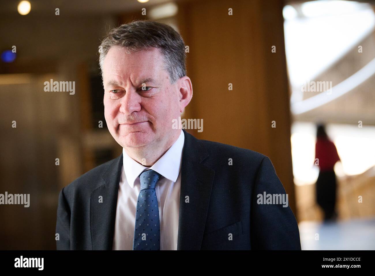 Edinburgh Scotland, UK 16 April 2024.  Murdo Fraser MSP at the Scottish Parliament for a Ministerial Statement on the Implementation of the Hate Crime and Public Order (Scotland) Act 2021 credit sst/alamy live news Stock Photo