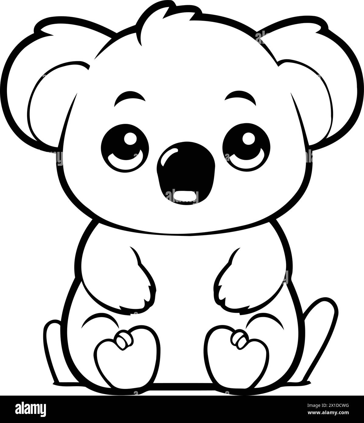 Cute koala sitting on the grass. Vector illustration in cartoon style. Stock Vector