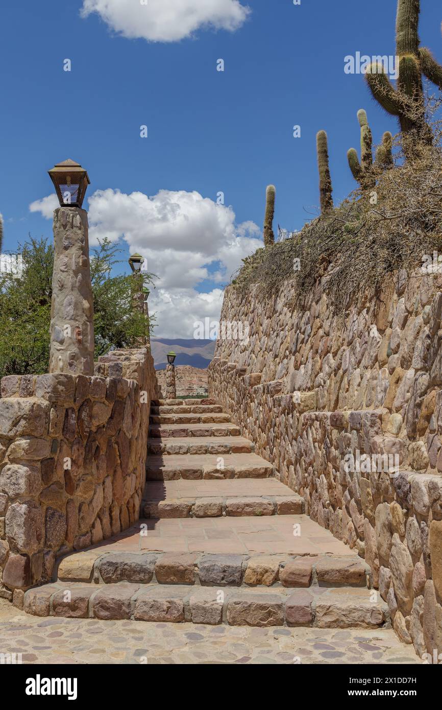 Stairs of the monument to the heroes of independence in Humahuaca, Jujuy province, Argentina. Stock Photo