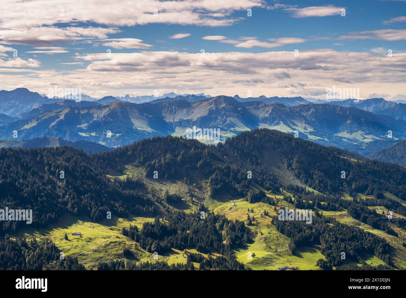View from the Hochgrat mountain near Oberstaufen (Bavaria, Germany) Stock Photo