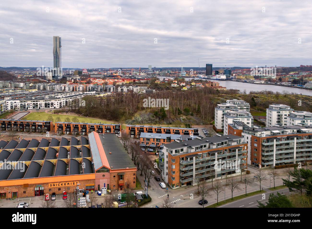 View of the tallest building in Nordic countries - Karlatornet i.e. The Karla Tower in Lindholmen, Gothenburg, Sweden Stock Photo