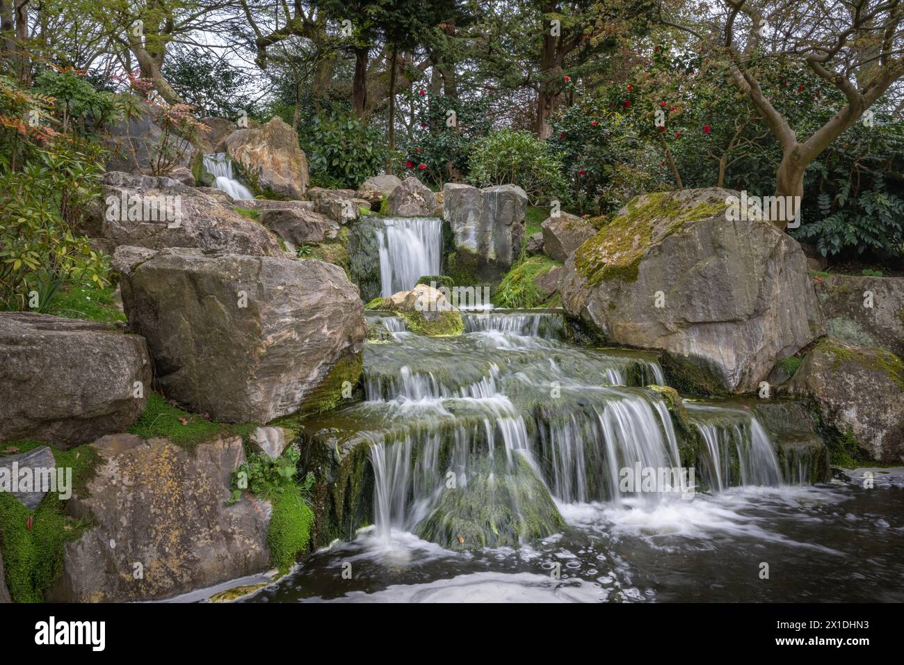 Waterfall in Kyoto Garden, a Japanese garden in Holland Park, London ...
