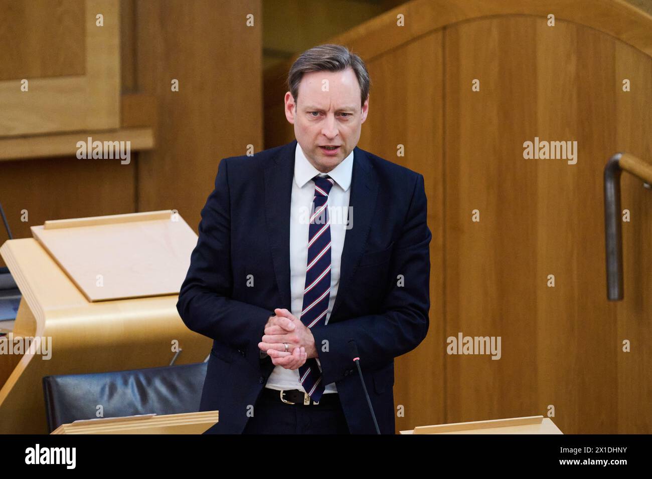 Edinburgh Scotland, UK 16 April 2024. Liam Kerr MSP at the Scottish Parliament. credit sst/alamy live news Stock Photo