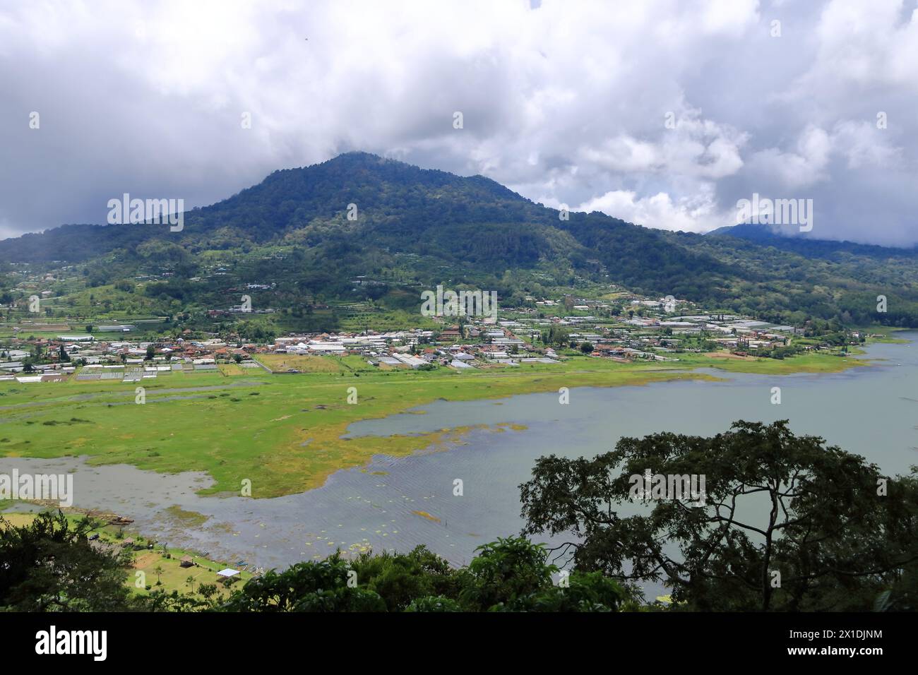 Twin lakes view at Bali island in Indonesia - Buyan lake Stock Photo ...