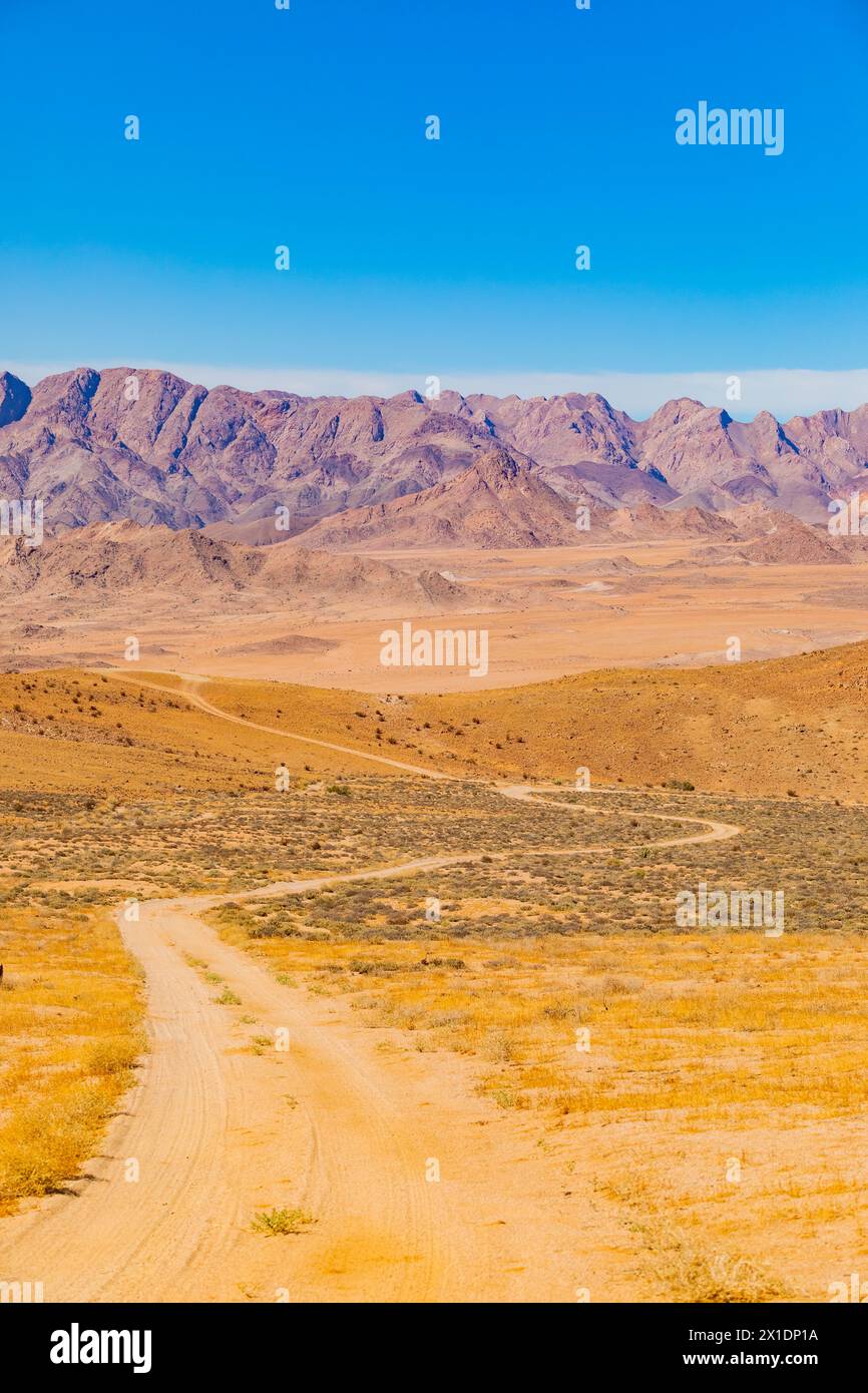 Dirt road in open area in the Richtersveld National Park, arid area of South Africa Stock Photo