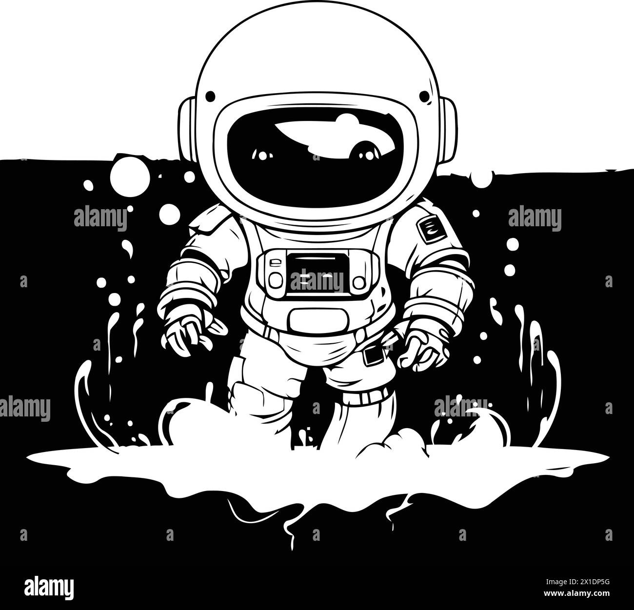 Astronaut in the water. Vector illustration of a cartoon character. Stock Vector