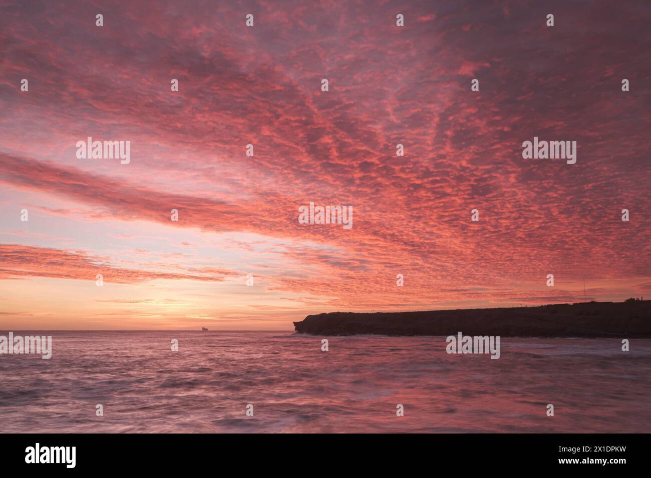 Winter sunrise over Collywell Bay, Seaton Sluice, Northumberland Stock Photo