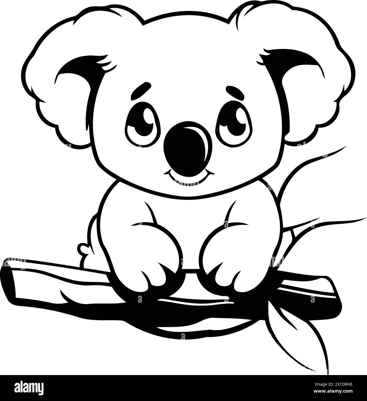 Cute koala cartoon sticker on the tree. Vector illustration Stock ...