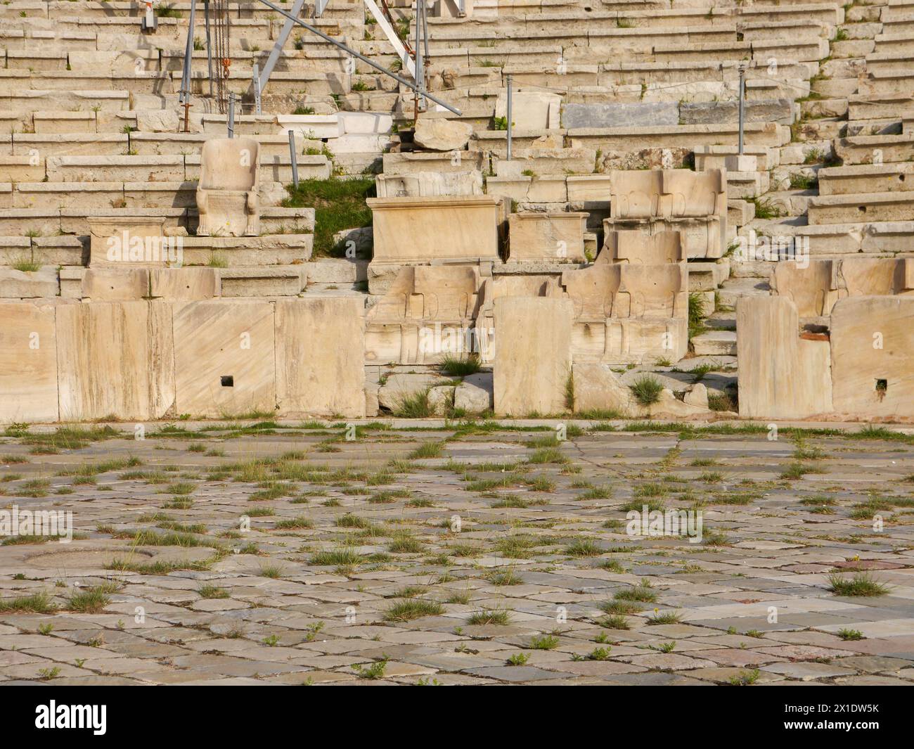 The theatron, reserved for the nobility seating for nobles, at the the ...