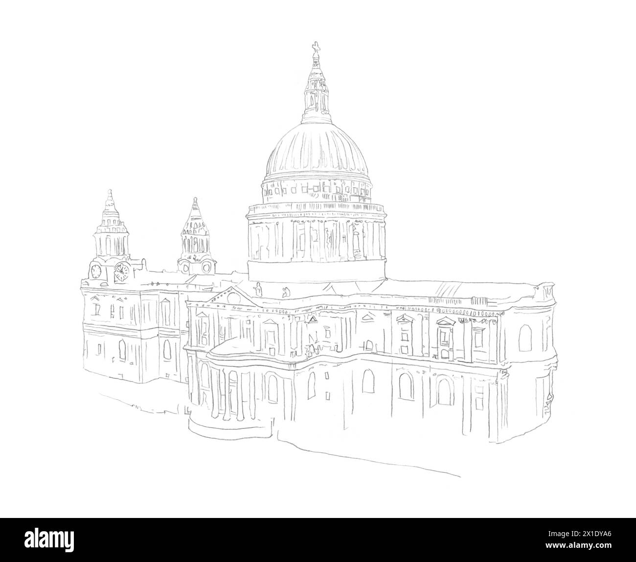 Architectural pencil drawing sketch of St Paul's Cathedral building in London, UK Stock Photo