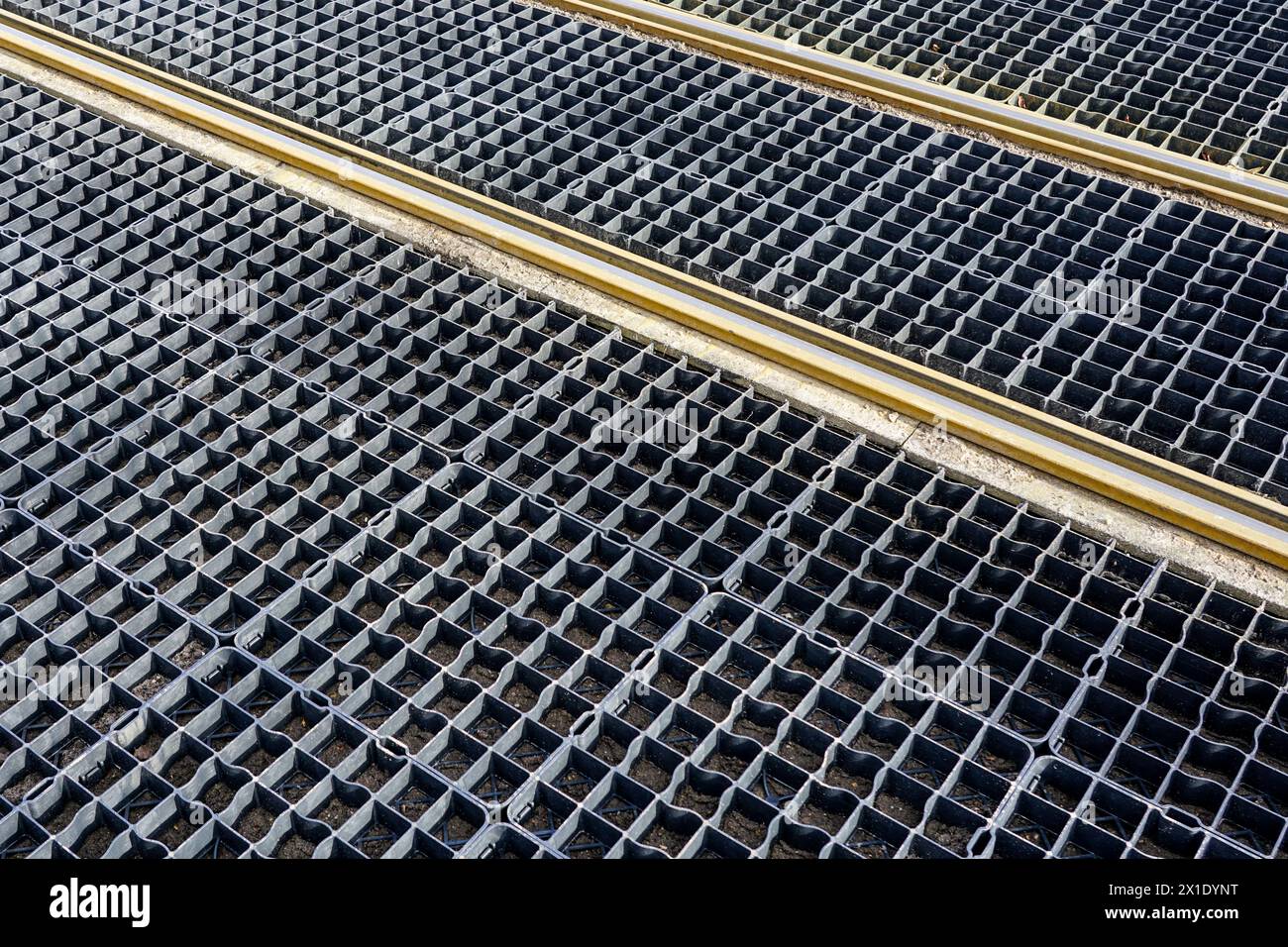 Ground Rails Detail Plastic grids using between the tram rails for ground protection and ...