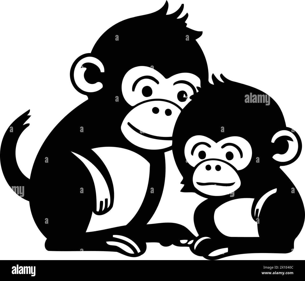 Monkey family cartoon vector illustration. Cute monkey family icon ...