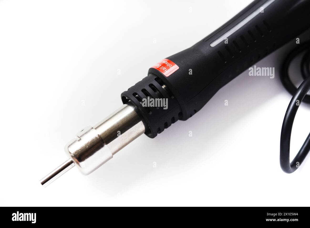 The heat gun of the soldering station. Soldering iron for electronic circuit boards on a white background. Stock Photo