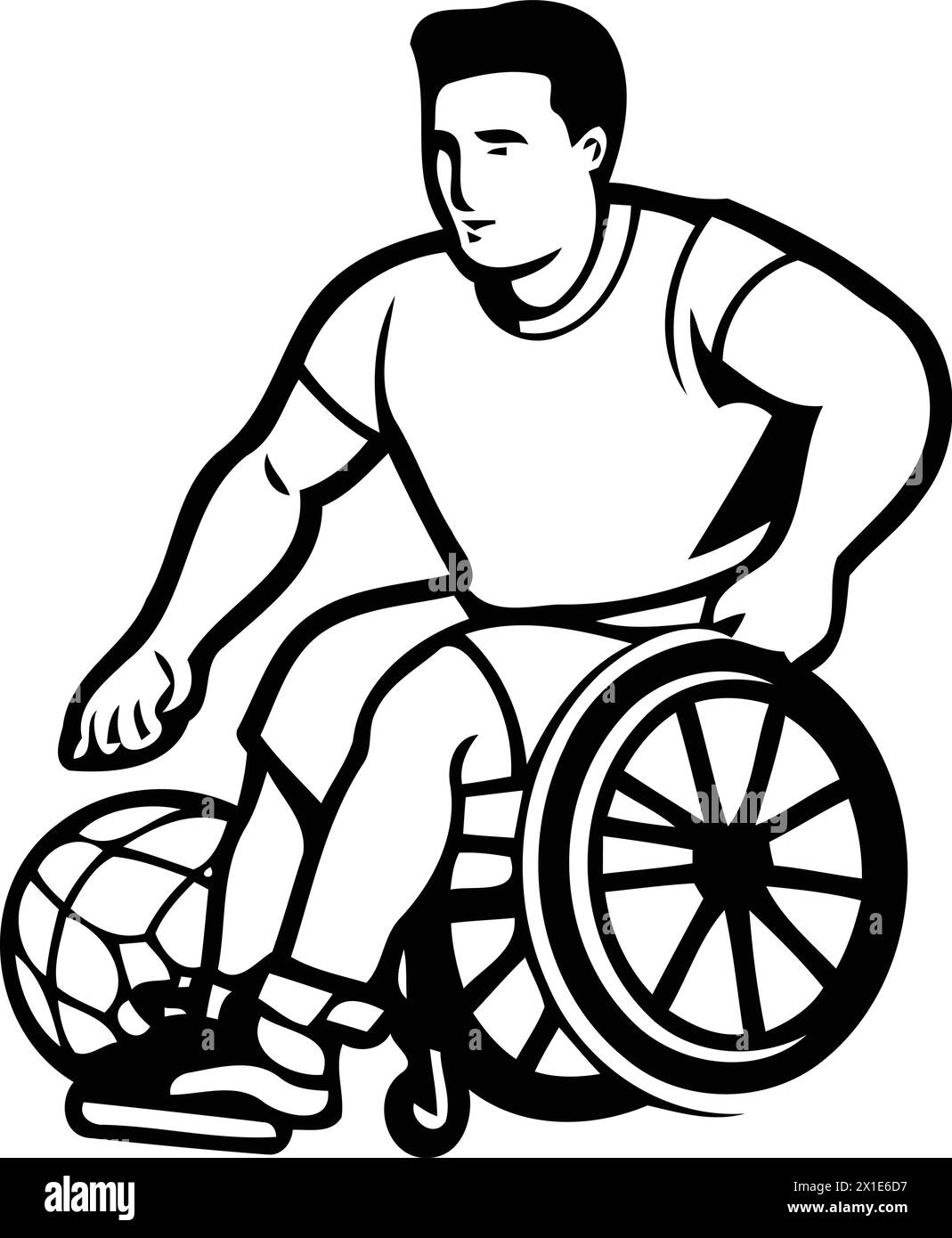 Wheelchair basketball player vector logo design template. Wheelchair basketball player icon Stock Vector
