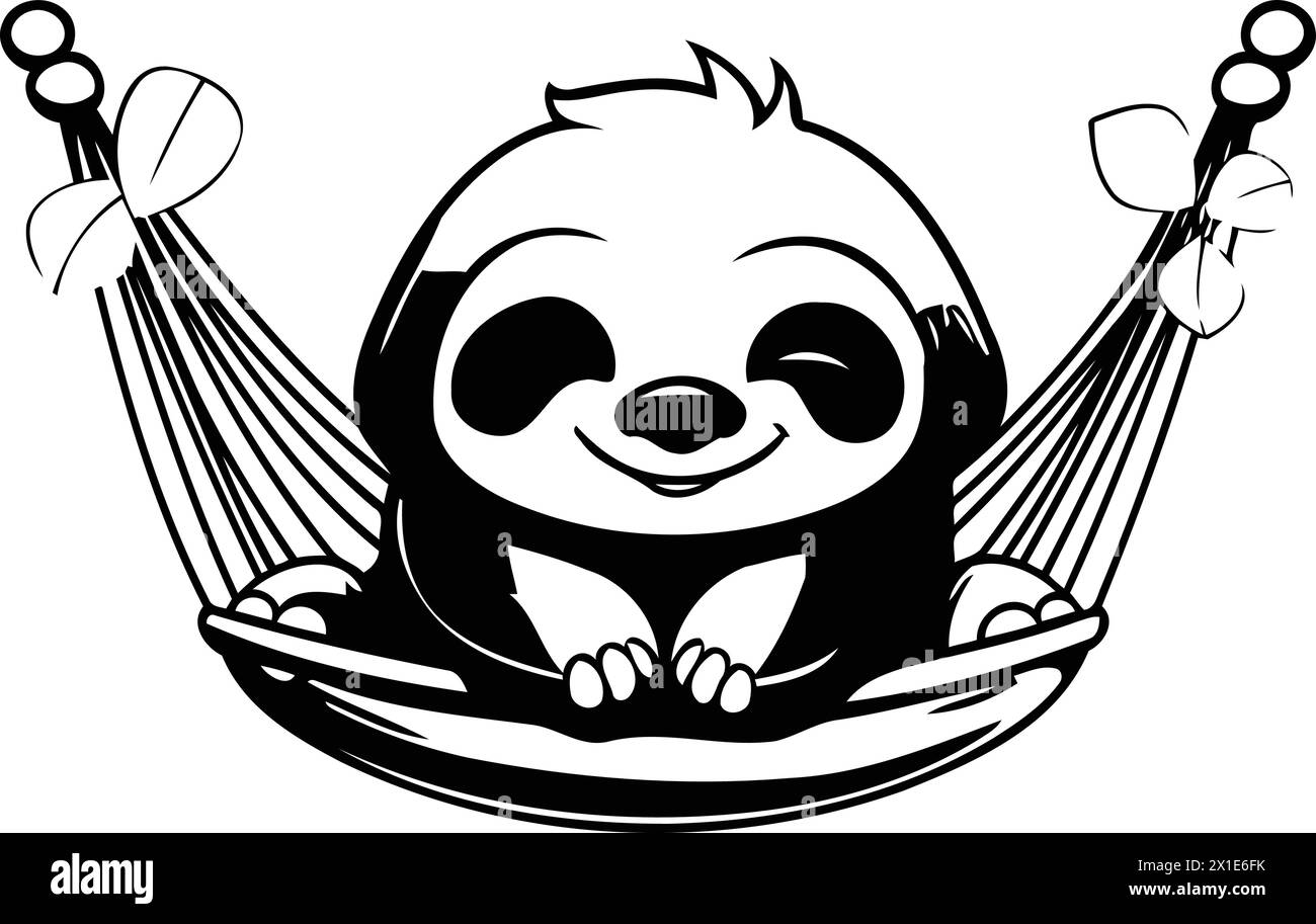 cute sloth sleeping in hammock cartoon vector illustration graphic