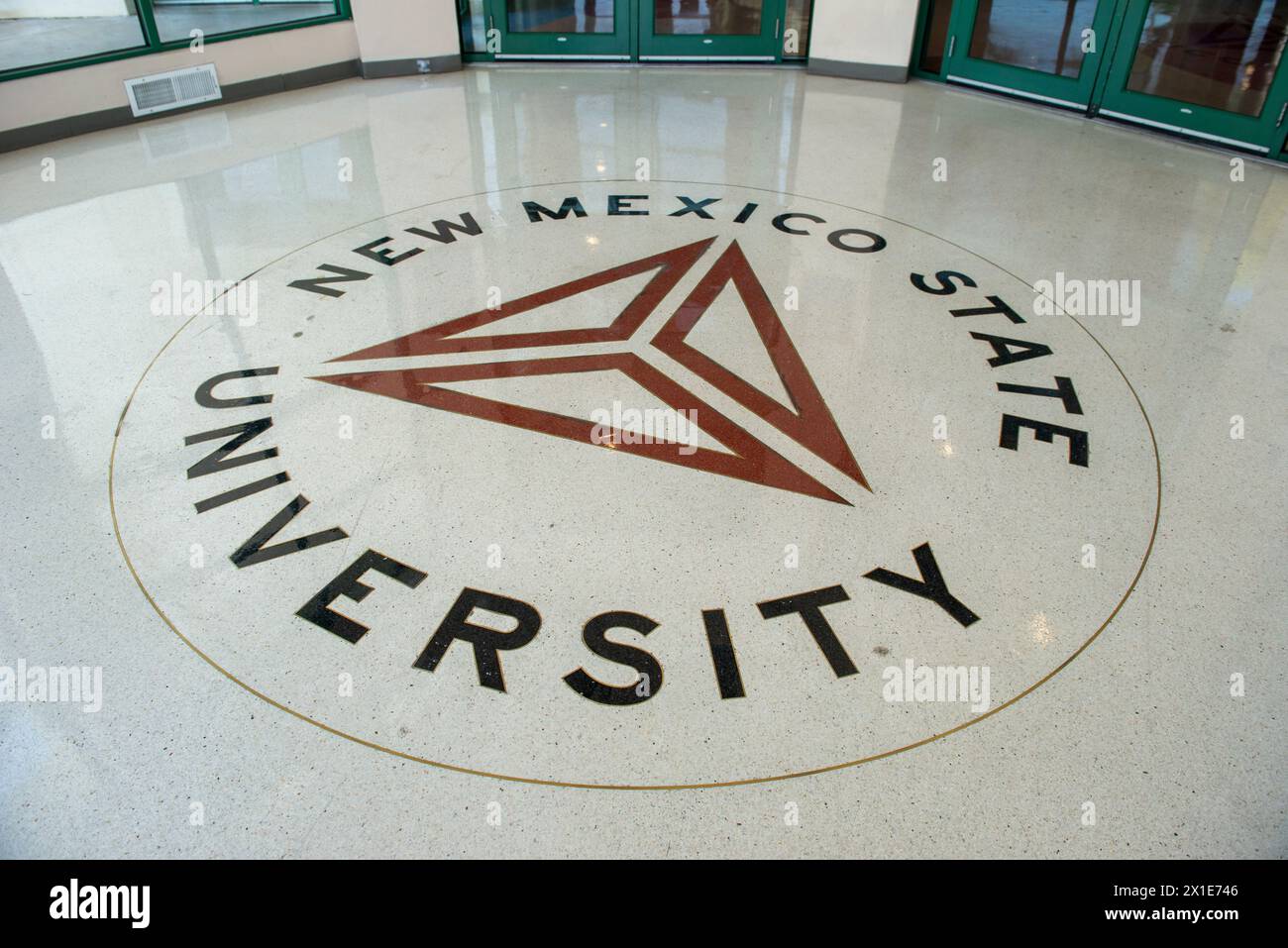 New Mexico State University campus logo inside the Corbett building in Las Cruces NM Stock Photo