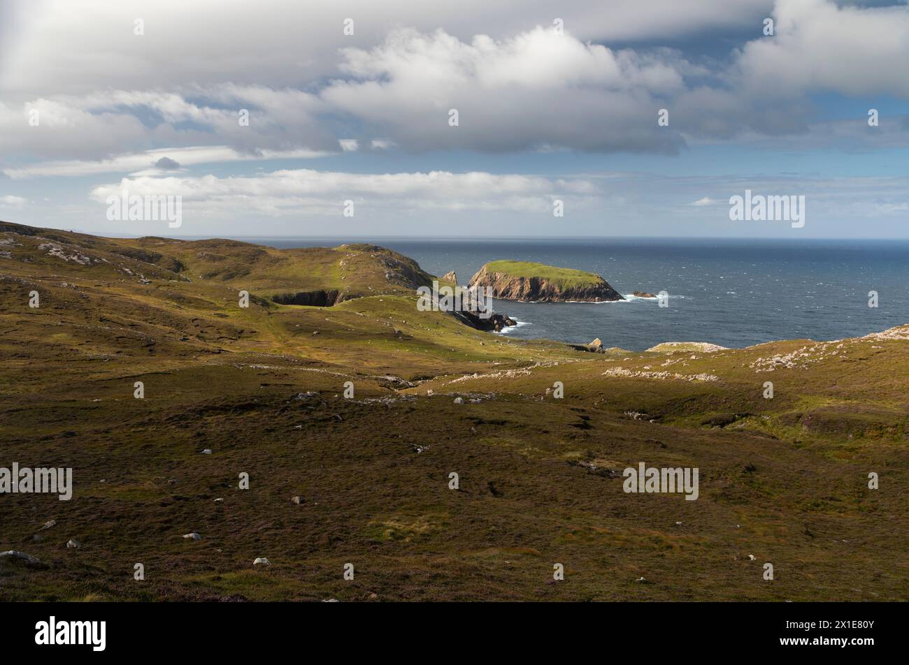 View towards Green island from Arranmore island on the Wild Atlantic Way in Donegal in Ireland Europe Stock Photo